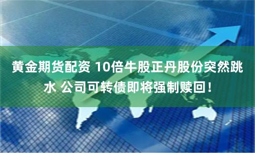 黄金期货配资 10倍牛股正丹股份突然跳水 公司可转债即将强制赎回！